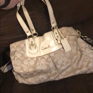 Cream coach purse